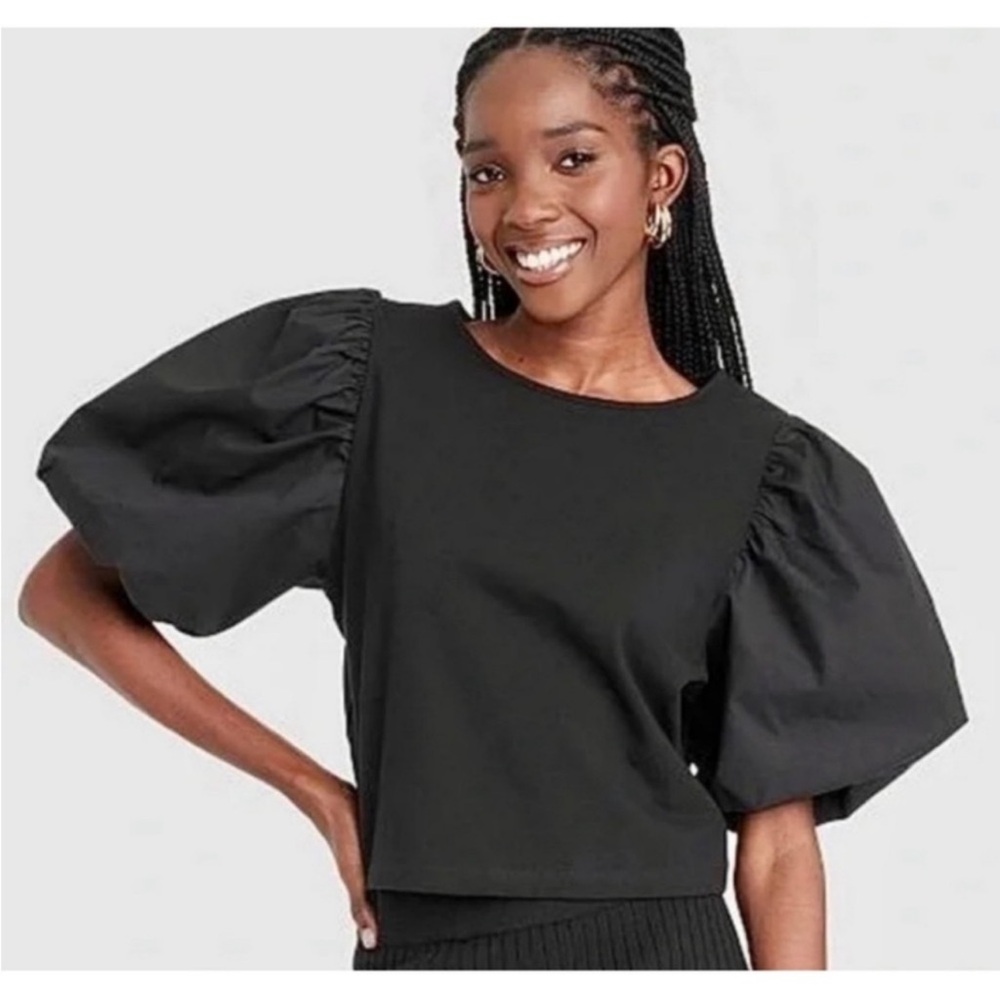 A New Day Black Boxy Oversized Blouse